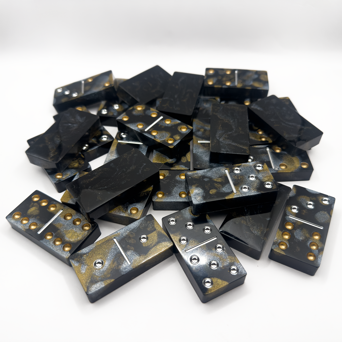 Pyrite resin domino tiles close-up — Millennium Casts