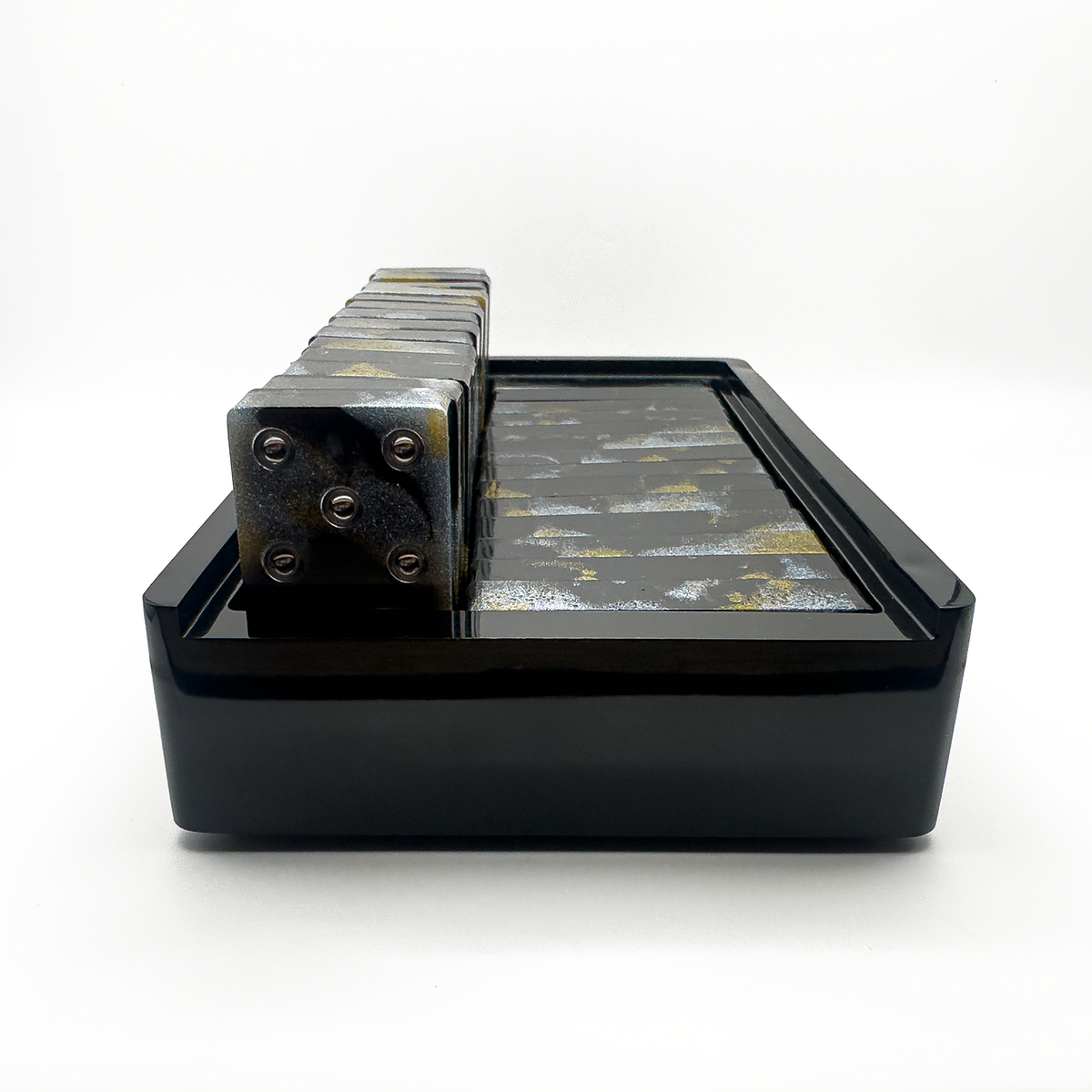 Pyrite hand-cast resin domino set, full set view — Millennium Casts