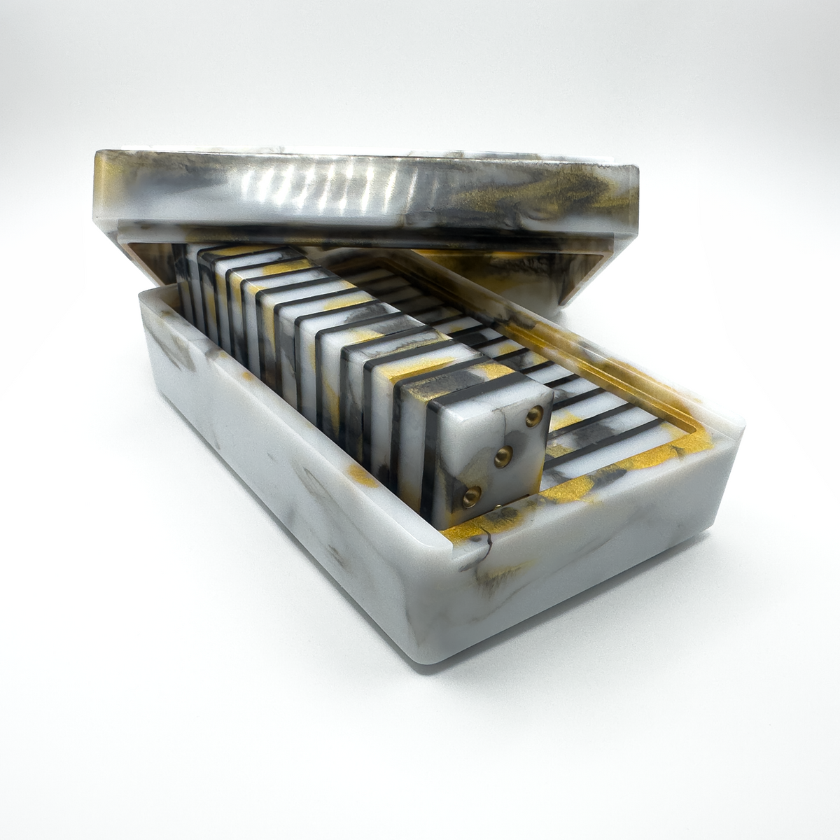 Carrara Gold Domino Set with Millennium Vault | Tournament Style